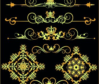 Gold Calligraphic Decor Vector