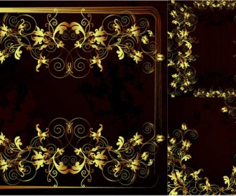 Gold Color Frame Floral Vector