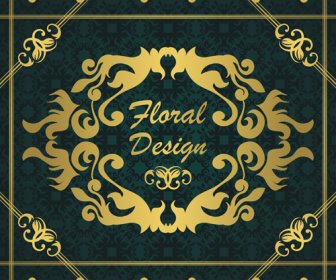 Gold Floral Design-Elemente Hintergründe Vektor