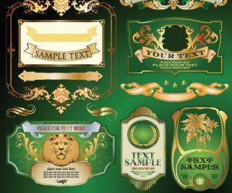 Gold Label With Retro Style Vector Set
