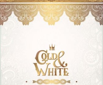 Gold Lace With White Ornaments Background Vector