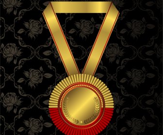 Medali Emas Mawar Di Latar Belakang