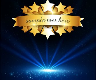 Gold Star And Blue Light Background