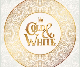 Gold Mit Weißem Floralen Ornamenten Hintergrund-Vektor-Illustration-set