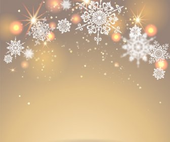 Golden Christmas Background With Snowflake Vecror