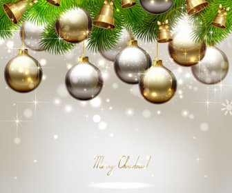 Goldene Weihnachtskugel Mit Glocke Hintergrund Vektoren