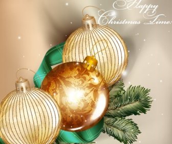 Golden Christmas Balls14 Background Vector