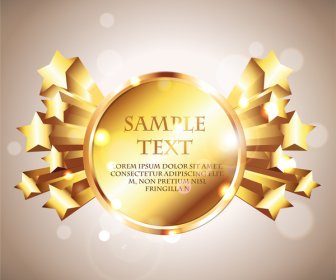 Golden Circle Frame With 3d Star