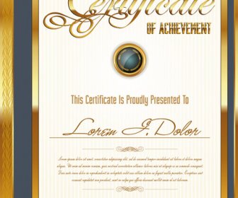Golden Frame Certificate Template Vector
