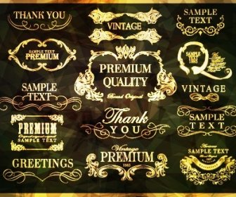 Golden Frame With Labels Ornament Vector