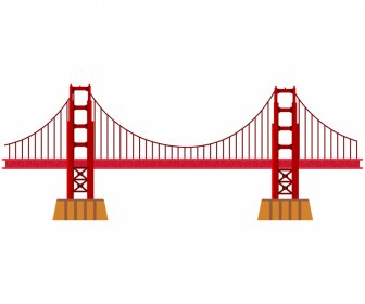 Boceto Plano Del Icono Del Puente Golden Gate