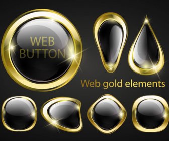 黄金の輝き Web ボタン要素ベクトル