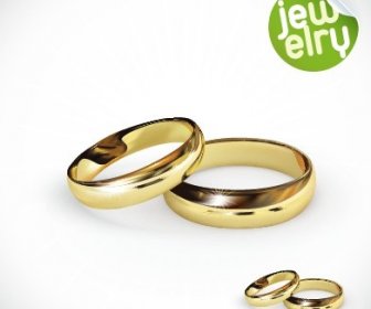 Golden Glow Wedding Rings Elements Vector
