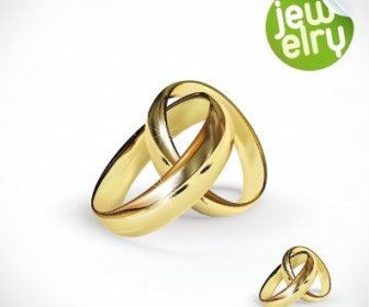 Golden Glow Wedding Rings Elements Vector
