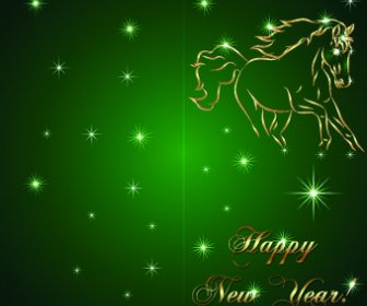 Golden Horse Happy New Year Background
