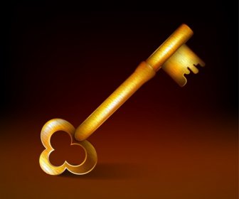 Golden Key Icon Shiny Design