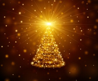 goldenes Licht Weihnachtsbaum Hintergrund Vektor