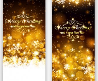 Golden Light With Snowflake Christmas Vertical Banner Vector