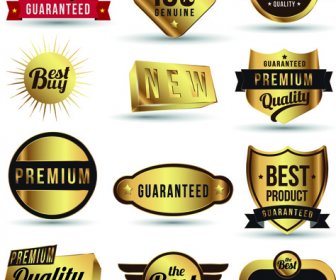 Penjualan Emas Lencana Dan Label Dengan Stiker Vektor