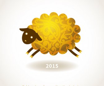 Altın Sheep15 Yeni Yıl Arka Plan Vektör