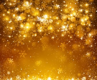 Golden Snowflake Christmas Shiny Background