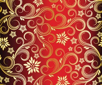 Golden Swirls Floral Pattern Background Design Vector
