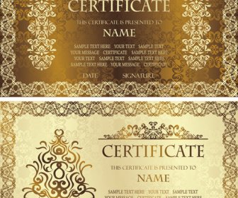 Золотой шаблон сертификата дизайн вектор
