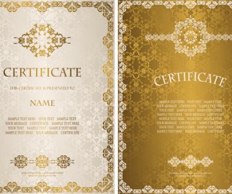 Золотой шаблон сертификата дизайн вектор