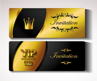 Altın VIP Davetiye Kartları Vektör Tasarımı