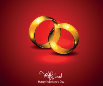 Cincin Pernikahan Emas Valentine Vector Latar Belakang