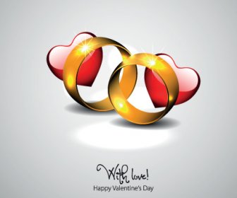 Golden Wedding Rings Valentine Vector Background