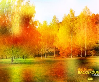 Golden Yellow Autumn Nature Landscape Vector