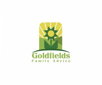 Goldfields Família Conselho Logotipo Modelo Elegante Clássico Esboço De Girassol Plano