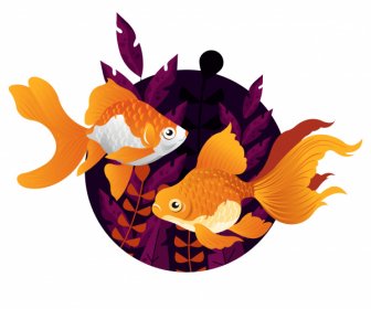 Goldfish Painting Aqua Background Modern Design