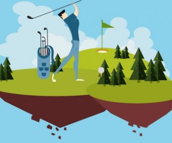 Golf Background Floating Course Decoration Player Icon