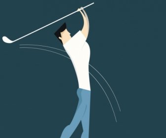 Golf Club Banner Player Icon Colored Cartoon Design