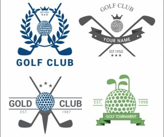 Golf Club Logos Isolierung Ball Klebt Symbole Dekoration