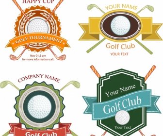 다양 한 컬러 골프 클럽 Logotypes 모양 격리