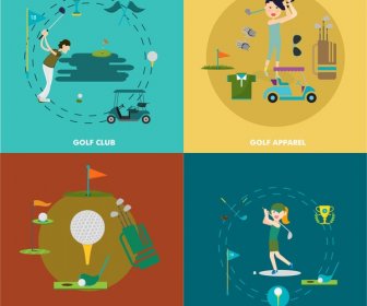 Golf Projekt Elementy Ilustracji W Kolorowe Płaski