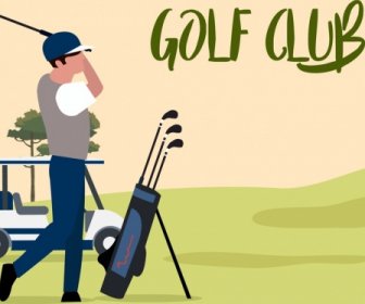 Golf Game Background Player Icon Cartoon Design