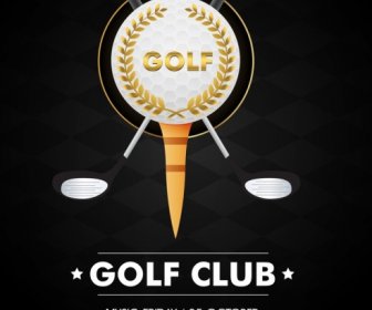 골프 대회 배너 어두운 우아한 디자인 왕관 아이콘
