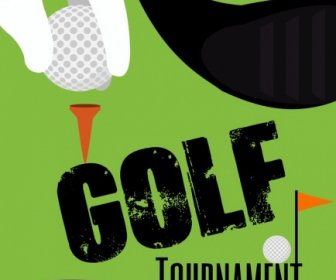 Golf Turnamen Spanduk Desain Hijau Tangan Bola Ikon