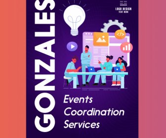 Gonzales Events Coordination Services Leaflet Template Teamwork Business Elements Sketch