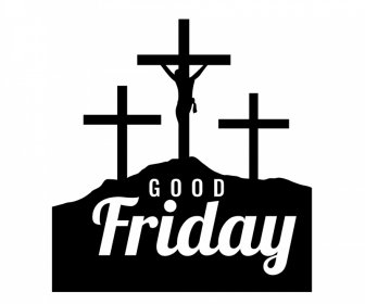 good friday christian religious sign template flat black white silhouette sketch