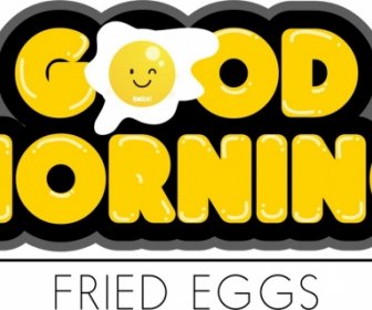 ตอนเช้า ที่ดี พื้นหลังทอดข้อความไอคอนสีเหลืองไข่