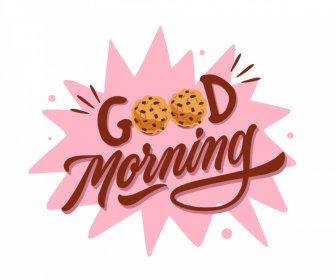 доброе утро печенье еда логотип шаблон плоский классический динамичный декор