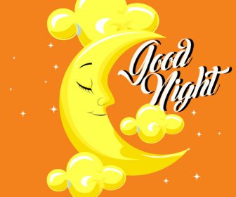 Good Night Banner Stylized Crescent Moon Decor