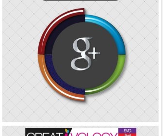 Google Plus Icon Colorido Moderno Meia Decoração Redonda