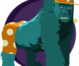 Gorila Animal Icono Gracioso Estilizado Boceto