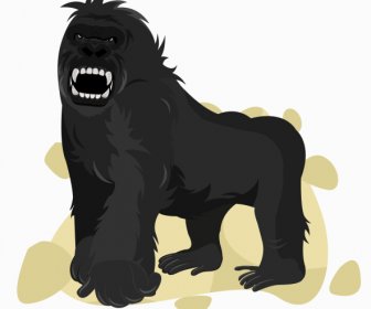 Gorila Lukisan Agresif Emosi Sketsa Kartun Karakter